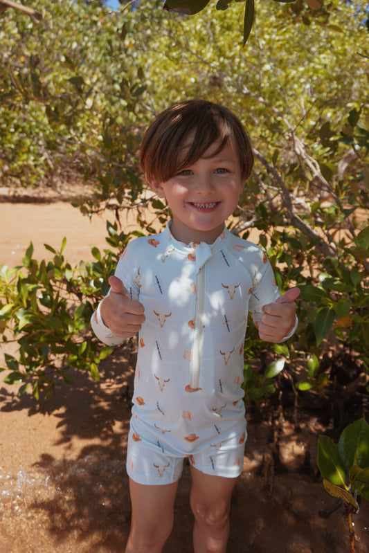 One piece long sleeve swimsuit- Coastal Cowboy