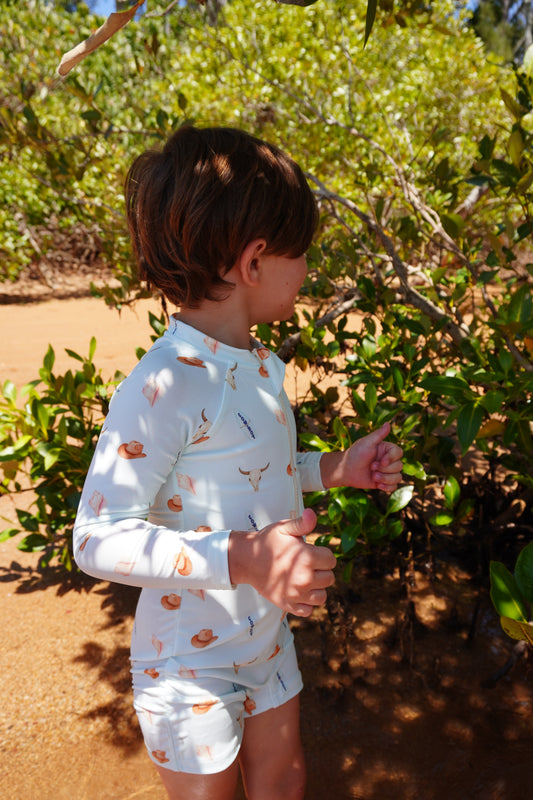 One piece long sleeve swimsuit- Coastal Cowboy